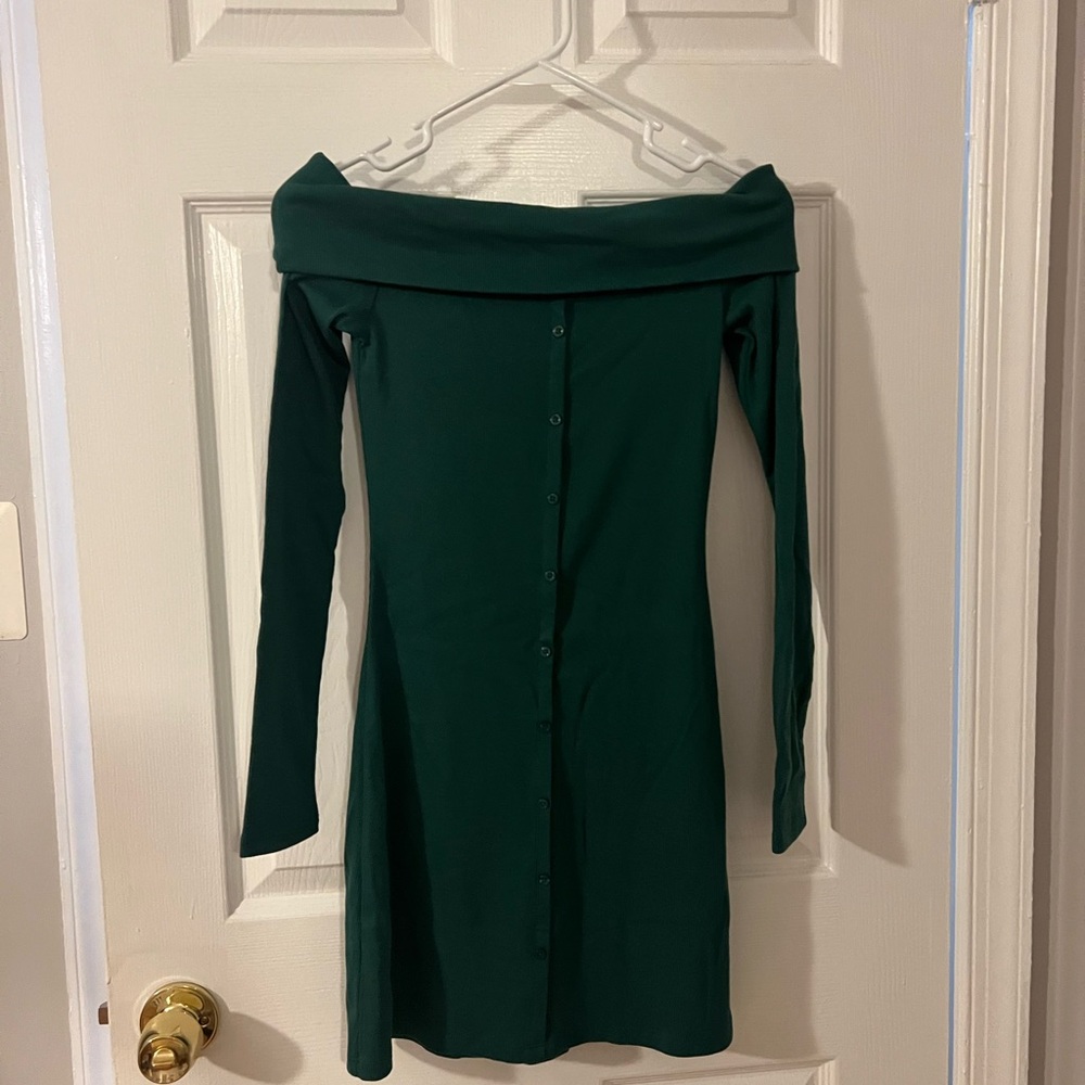 Wild Fable Teal Off-Shoulder Long Sleeve Dress - Picture 2 of 3